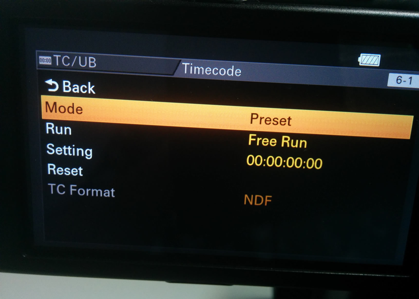 SONY PXW-Z100 Viewfinder Timecode Settings