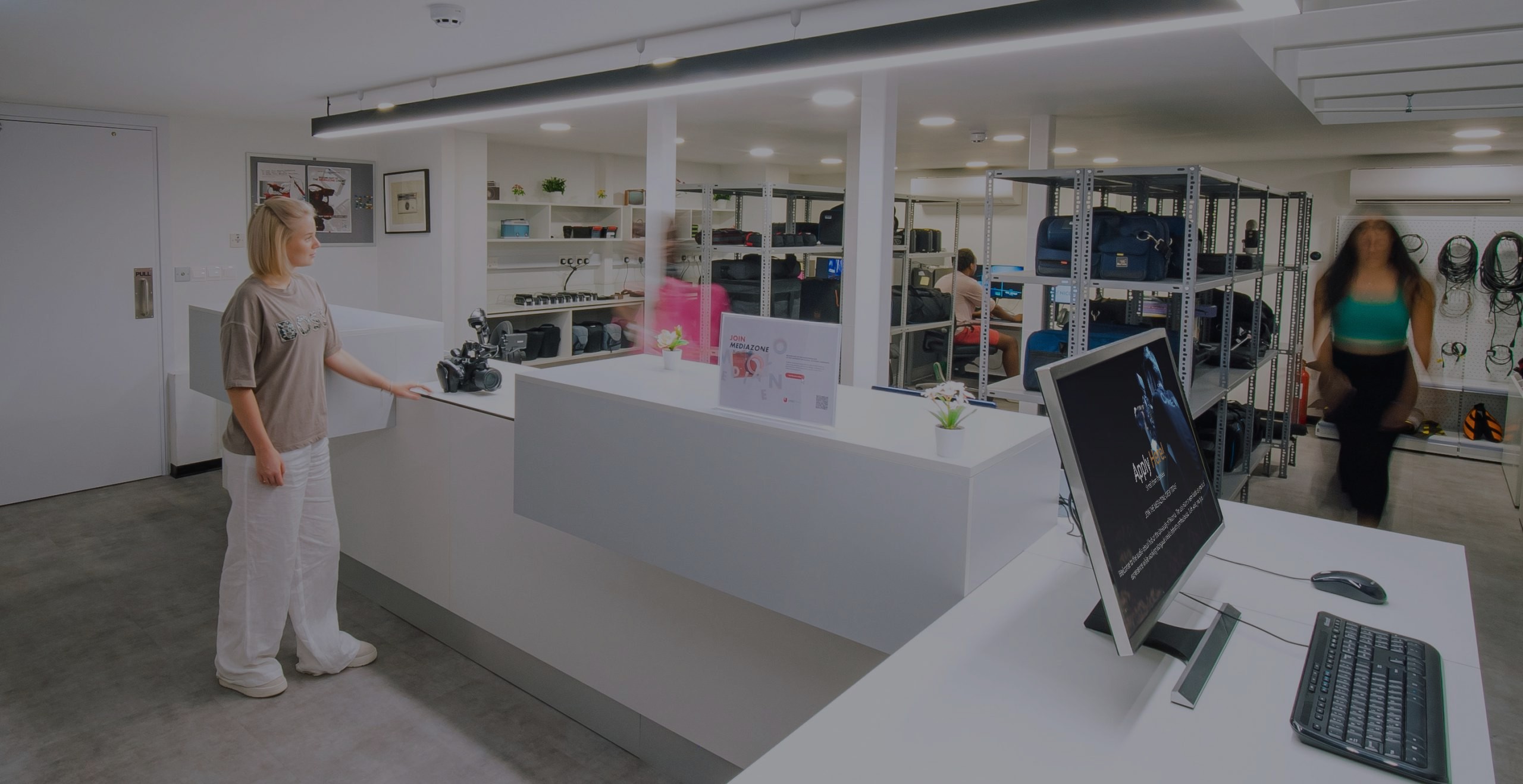 The Mediazone front desk and equipment